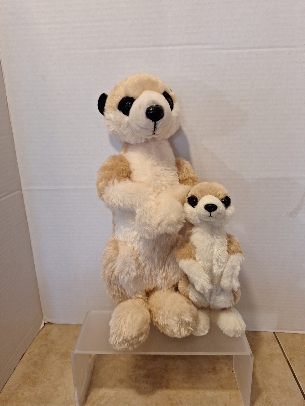 Wildlife Artists Meerkat Mother And Baby 12"/7" Plush Desert Animal Tan Black